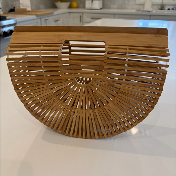 cult gaia Bamboo Half-Moon Clutch in Natural
